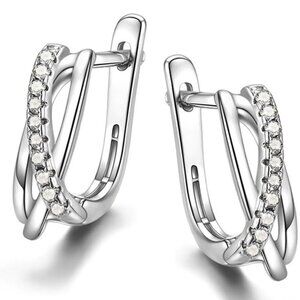 💞 Dainty White Tiny Round CZ Twisted Irregular Stud Earrings, GPMB1432